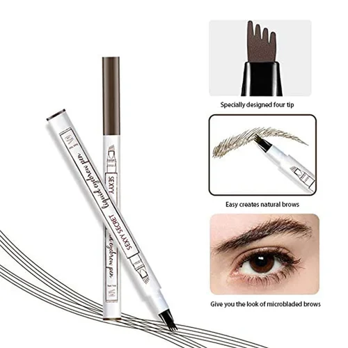 Imagen 1 del producto Lápiz de cejas marrón oscuro, Microblading para tatuaje de cejas, maquillaje impermeable, lápiz de cejas de 4 puntas, lápiz líquido negro, potenciador cosmético