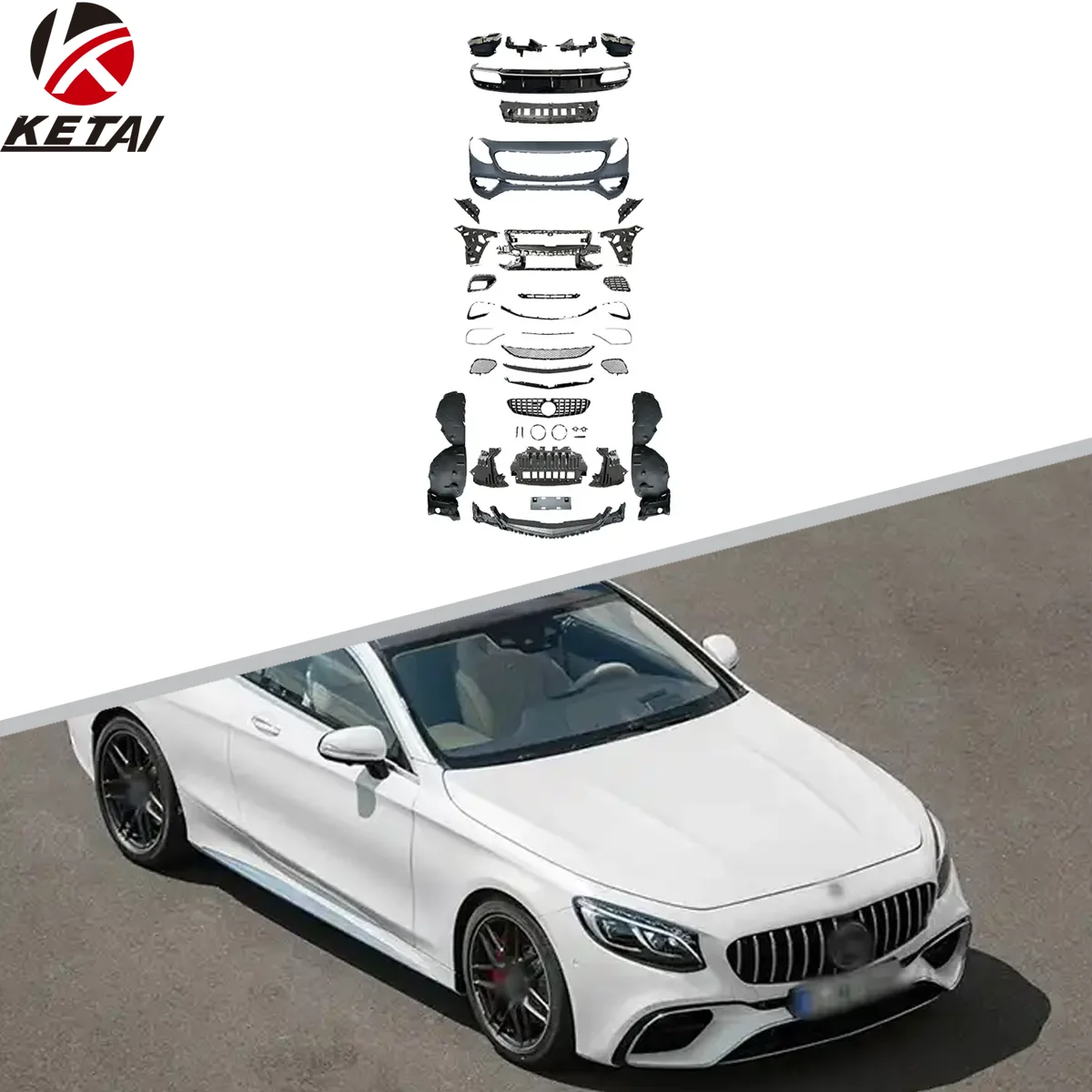 S63 AMG Coupe Style Body Kit Front Bumper Rear Diffuser For BENZ C217 S-Coupe 2015-2019