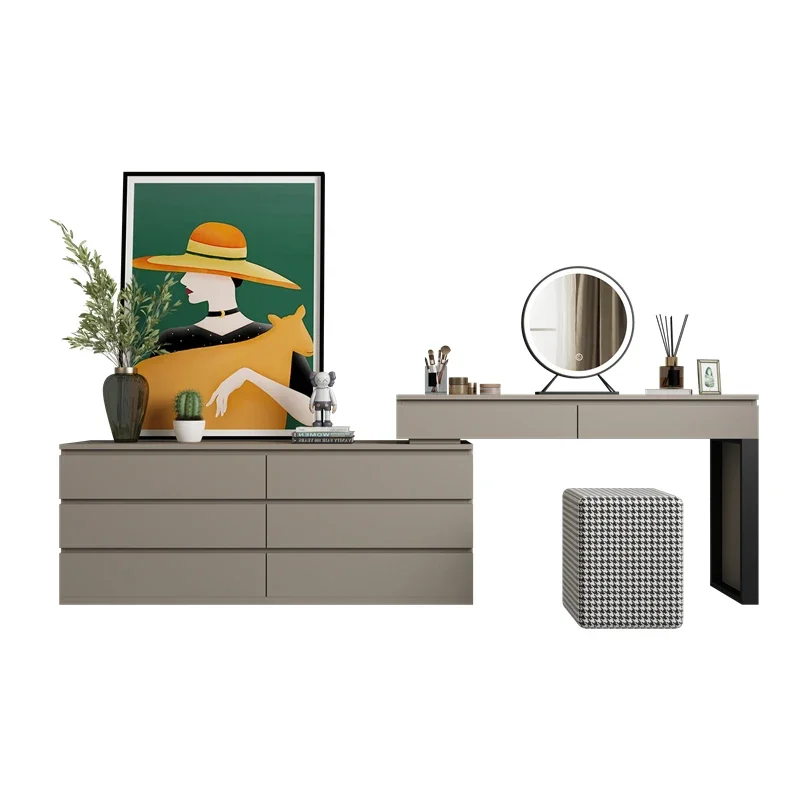 Modern Minimalist Dressing Table Bedroom Luxury Storage Mirror Dressing Table Drawer Girls Penteadeira Para Quarto Furniture