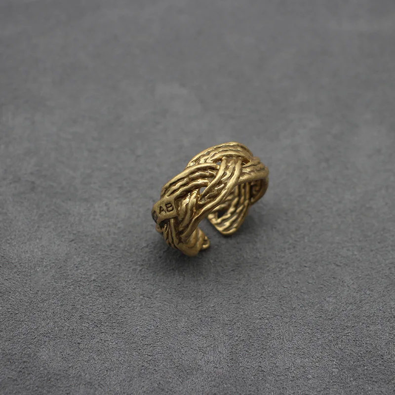 

Braided Cable Ring, Plain Band, Antiqued Gold Plated, Open Adjustable Jewelry