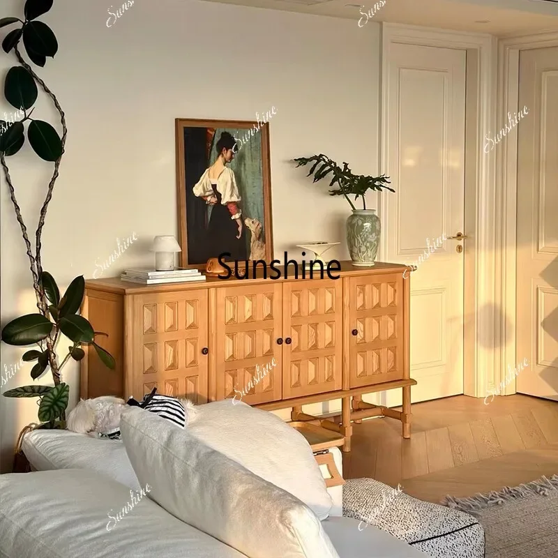 YSide cabinet French retro living room wall storage household entrance solid wood