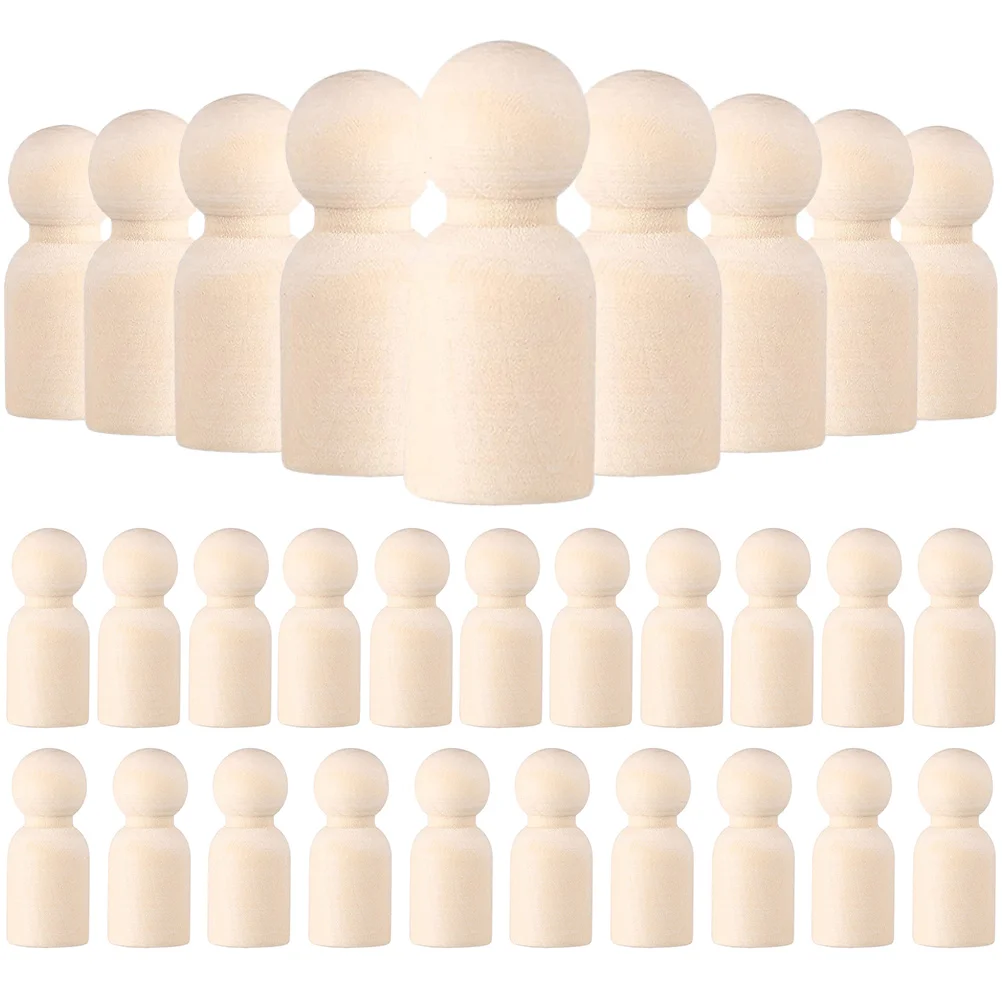 

30 Pcs Wooden Peg Unfinished DIY Blank Toys Smooth Kids Crafts Supplies Unpainted Wooden Man Home Decor