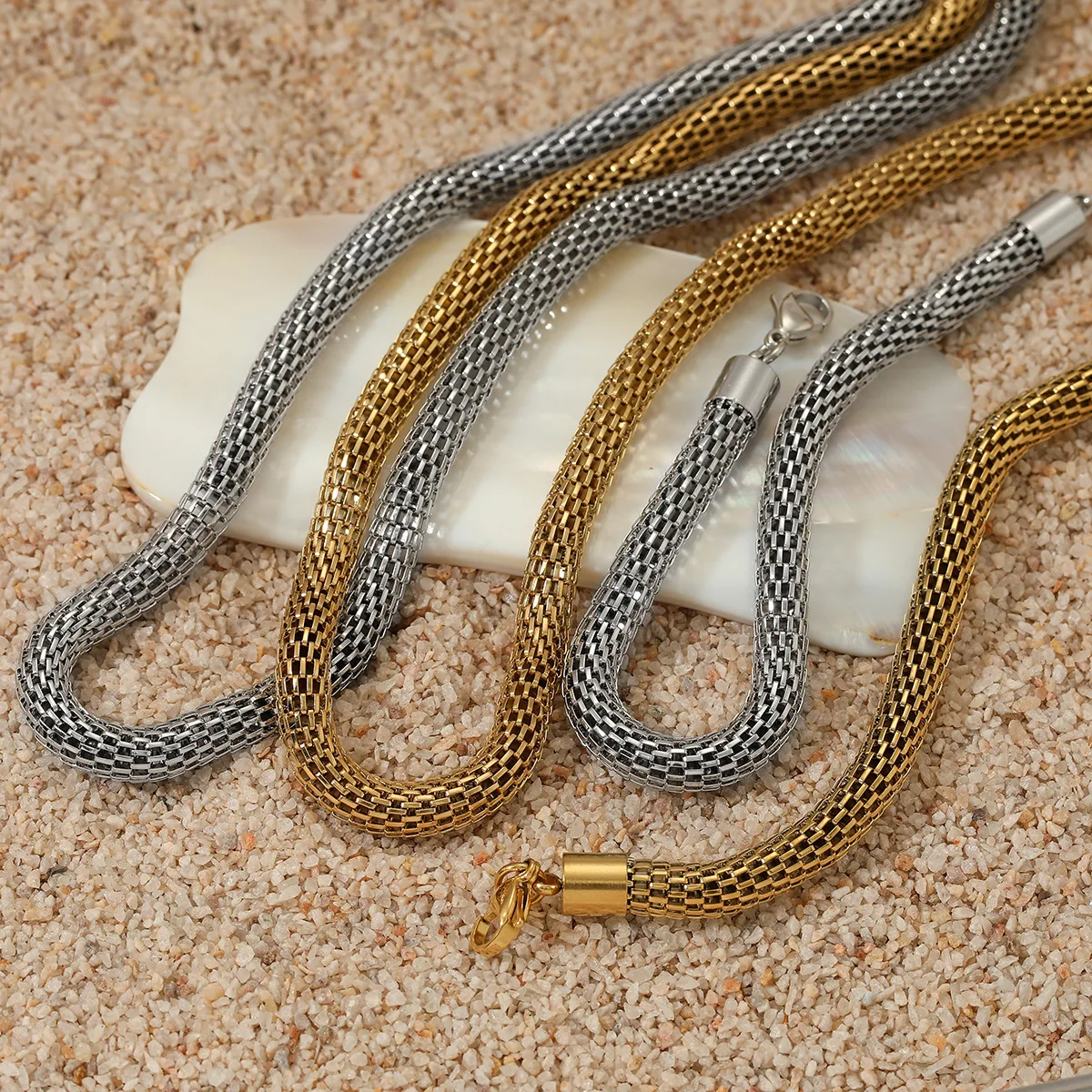 

New ins Stainless Steel Round Mesh Chain Bracelet For Women Vintage 18K Gold Mesh Chain Bracelets Fashion Jewelry