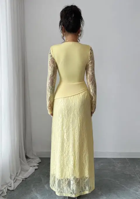 

Women's Dress 2025 Autumn and Winter New Fashion Latest Hot Selling Casual Elegant Style Lace Long Sleeved Dress Women's Dress