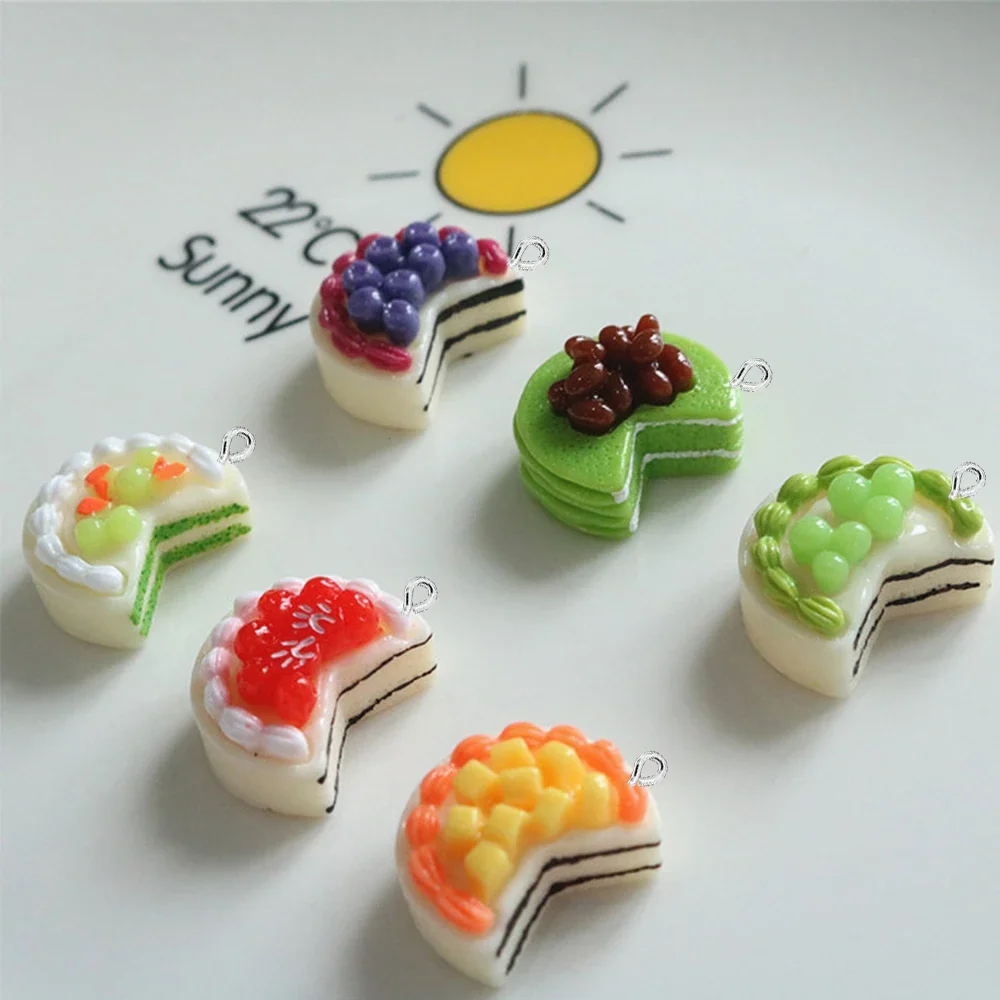10PCS 21x17mm Notched Cake Series Flat Back Charms For Earrings Bracelet Hairpin DIY Jewelry Pendants Decoration Accessories