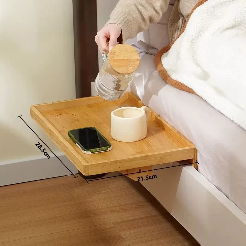 Floating Bedside Shelf Wall Mounted Table Solid Wood Storage Tray for Phone Books Projector Hanging Holder Bedroom Furniture