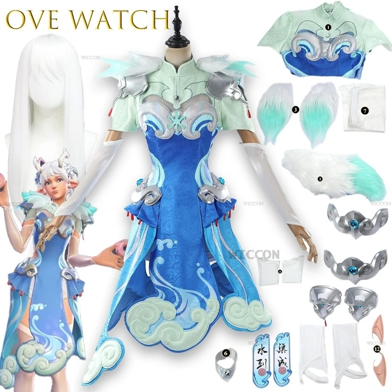 Kostium Cosplay Halloween dla Dorosłych Ove Watch Kiriko, Biała Lisica, Sukienka Anime, Strój Postaci z Gry, Maskotka, disfraz de mujer