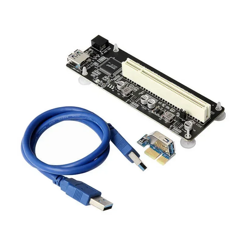 PCIE PCI-E PCI Express X1 to PCI Riser Card Bus Card High Efficiency Adapter Converter USB 3.0 Cable for Desktop PC ASM1083 Chip