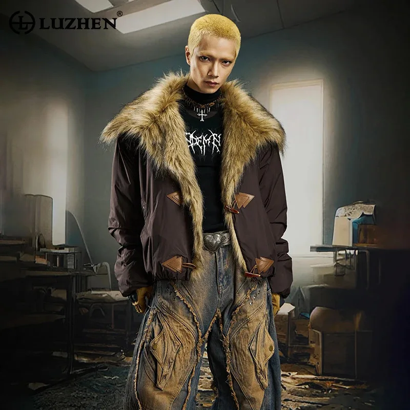 

LUZHEN 2025, новинка зимы, высокое качество, утепленное теплое стеганое пальто из искусственного меха, мужская стильная уличная красивая парка, куртка JY5320