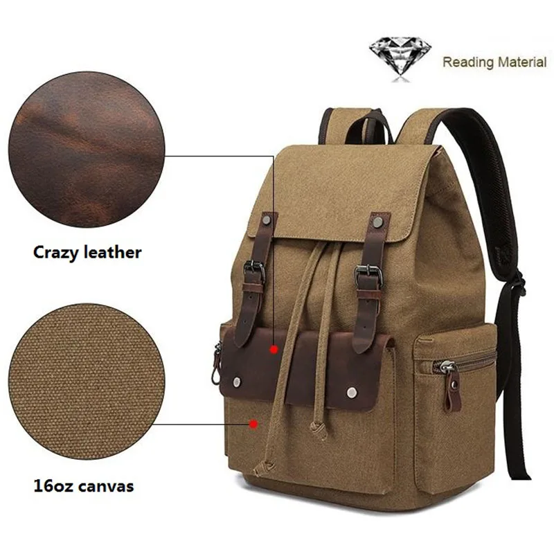 جديد قماش خمر على ظهره الرجال الظهر حزمة المراهقين حقيبة مدرسية للبنين الطلاب Mochila Viaje حقيبة ظهر للسفر الرباط على ظهره