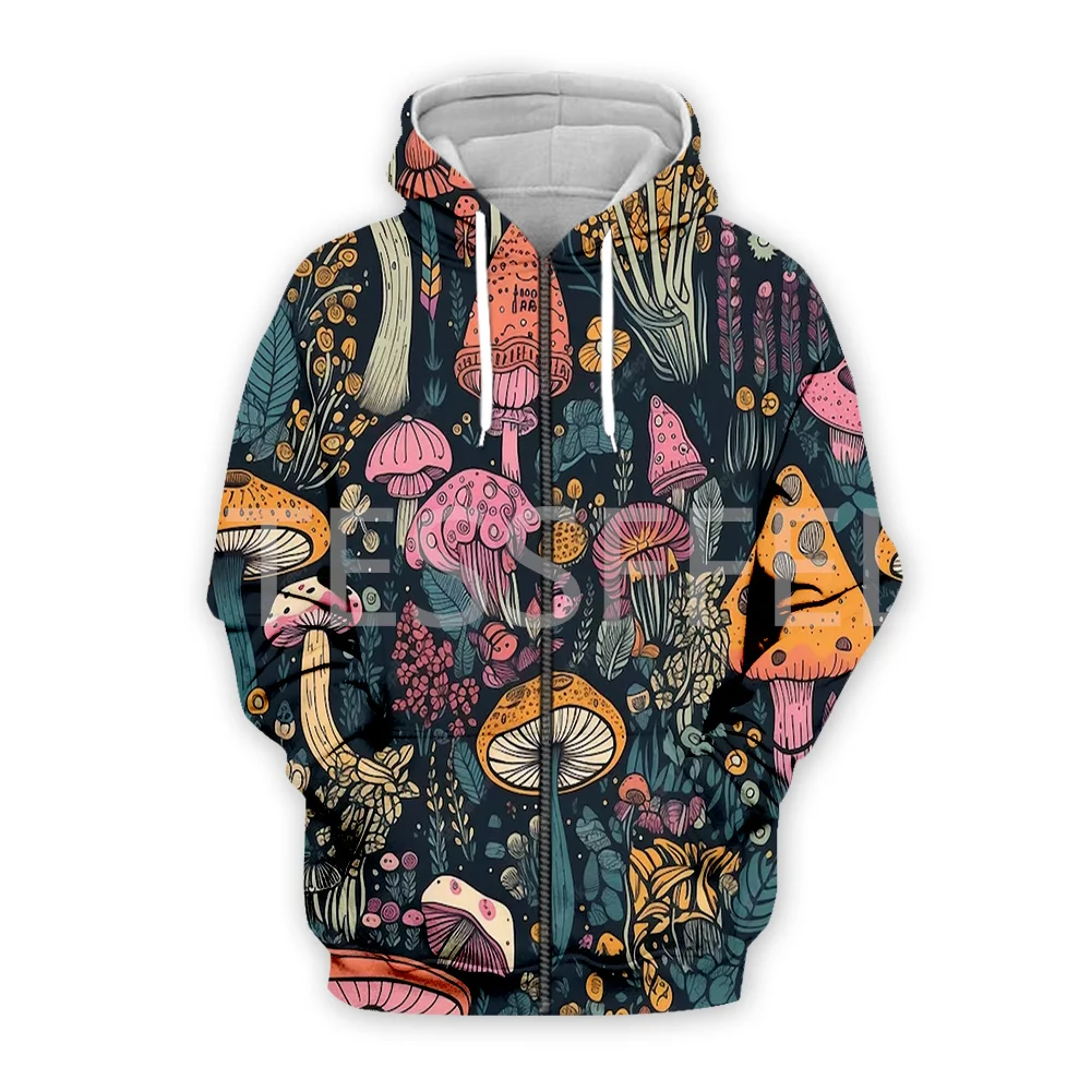 Mushroom Plant Fungus Psychedelic Trippy Tattoo Retro Streetwear 3DPrint Unisex Pullover Harajuku Jacket Casual Funny Hoodies 12