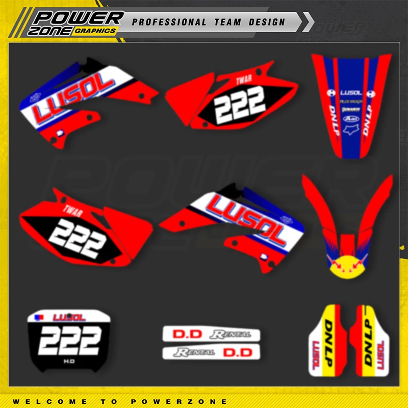 

PowerZone Custom Graphics Backgrounds Decals Stickers Kits For HONDA 2002 2003 2004 CRF450R Custom Name Number Rider ID 008