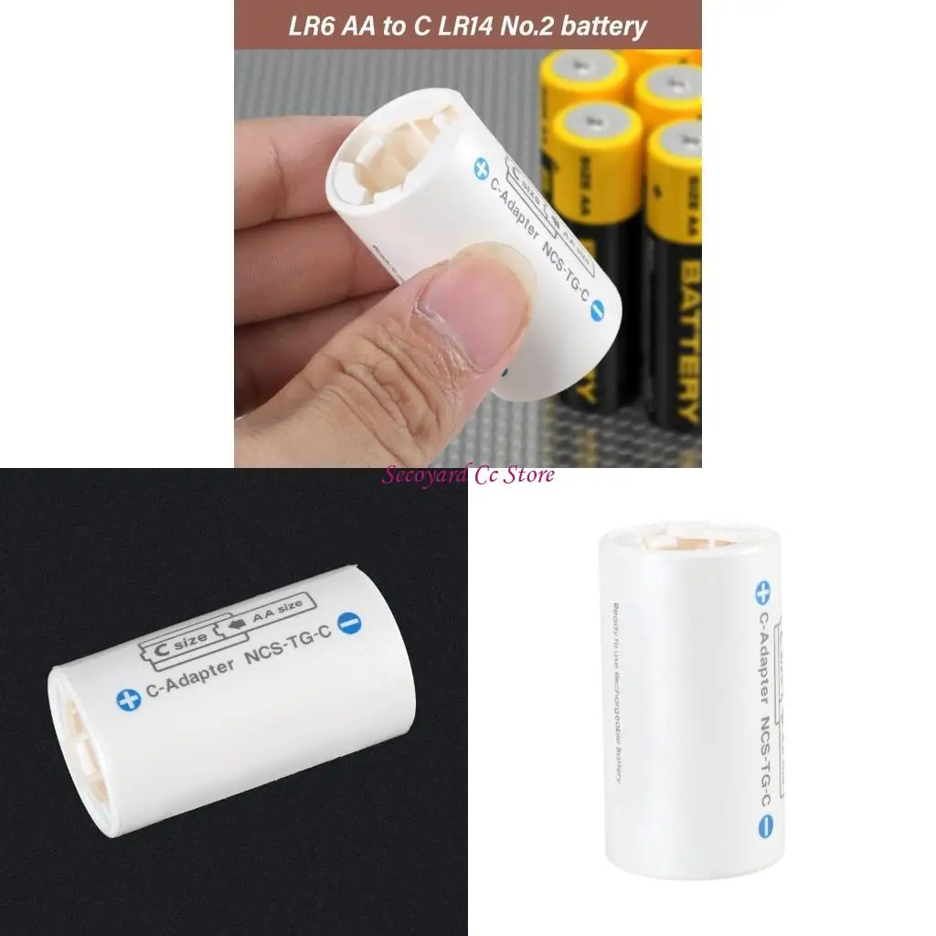 

N3UC LR6 AA to C LR14 Size Battery Adapter Converter Case Sleeve for LR6 to LR14 Cell Conversion Battery Holder