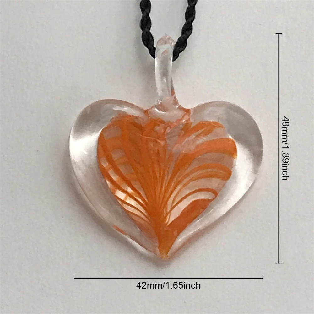 New Handmade Women\'s Murano Lampwork Glass Transparent Double-Layer Heart Pendant Fit Necklace Jewelry Gifts