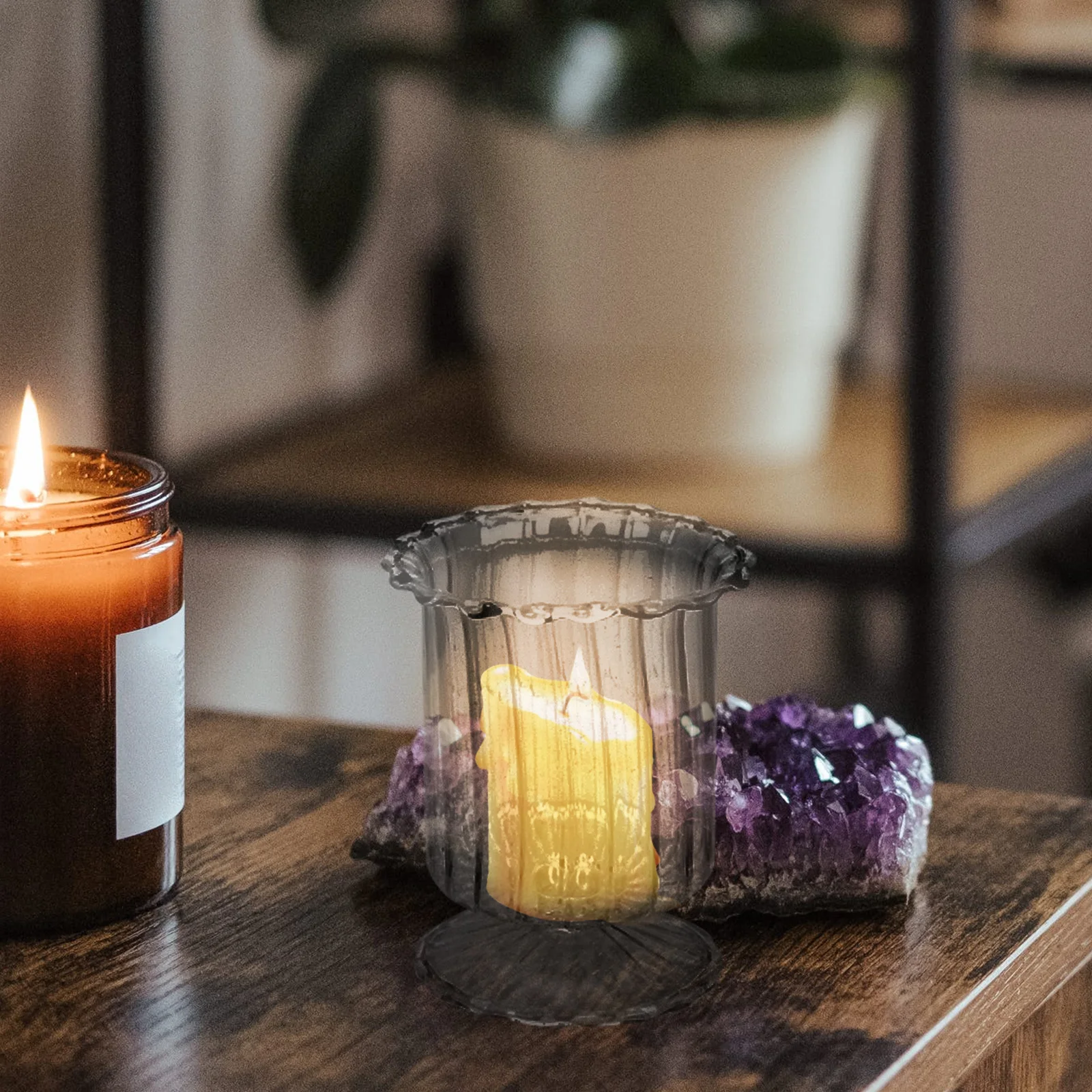 حامل أكواب زجاجي لديكور المطبخ في غرفة المعيشة، شمعدان عشاء رقيق، زينة طاولة الحفلات، ضوء الشموع لسطح المكتب #6