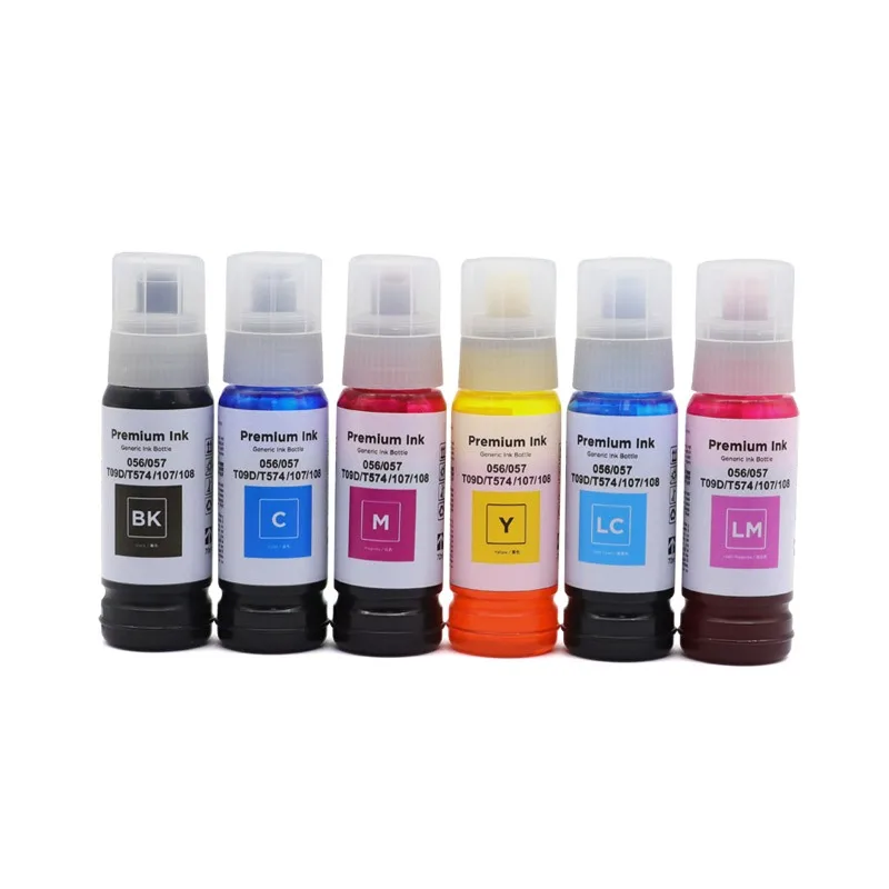 6 قطعة حبر صبغ الملء للتوافق مع حبر Epson 056 057 L8058 L18058 L8050 L18050 ET-18100 T09D T574 107 108 حبر ملون #4