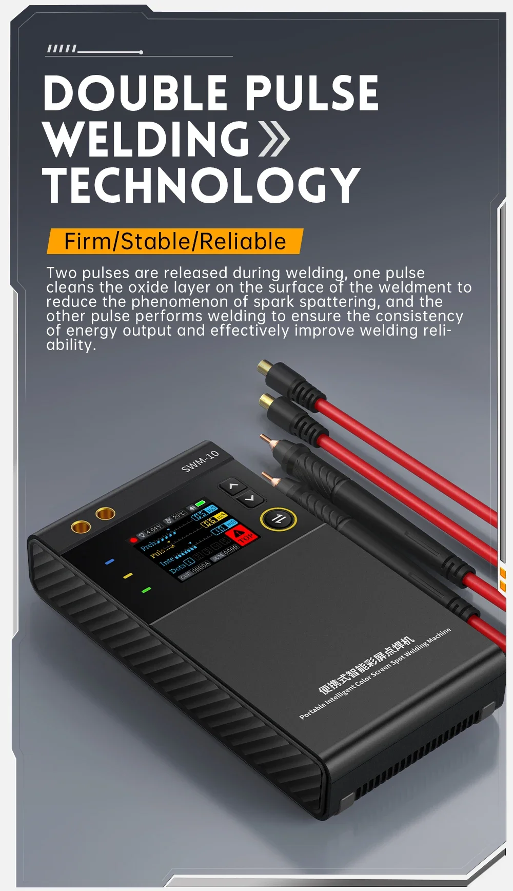 FNIRSI SWM-10 Tragbarer TFT-Bildschirm Akku-Schweißer, Handgehaltenes DIY-Schweißgerät, 5000mAh 18650, maximale Nickelplatten-Dicke 0,25mm – Detail 3