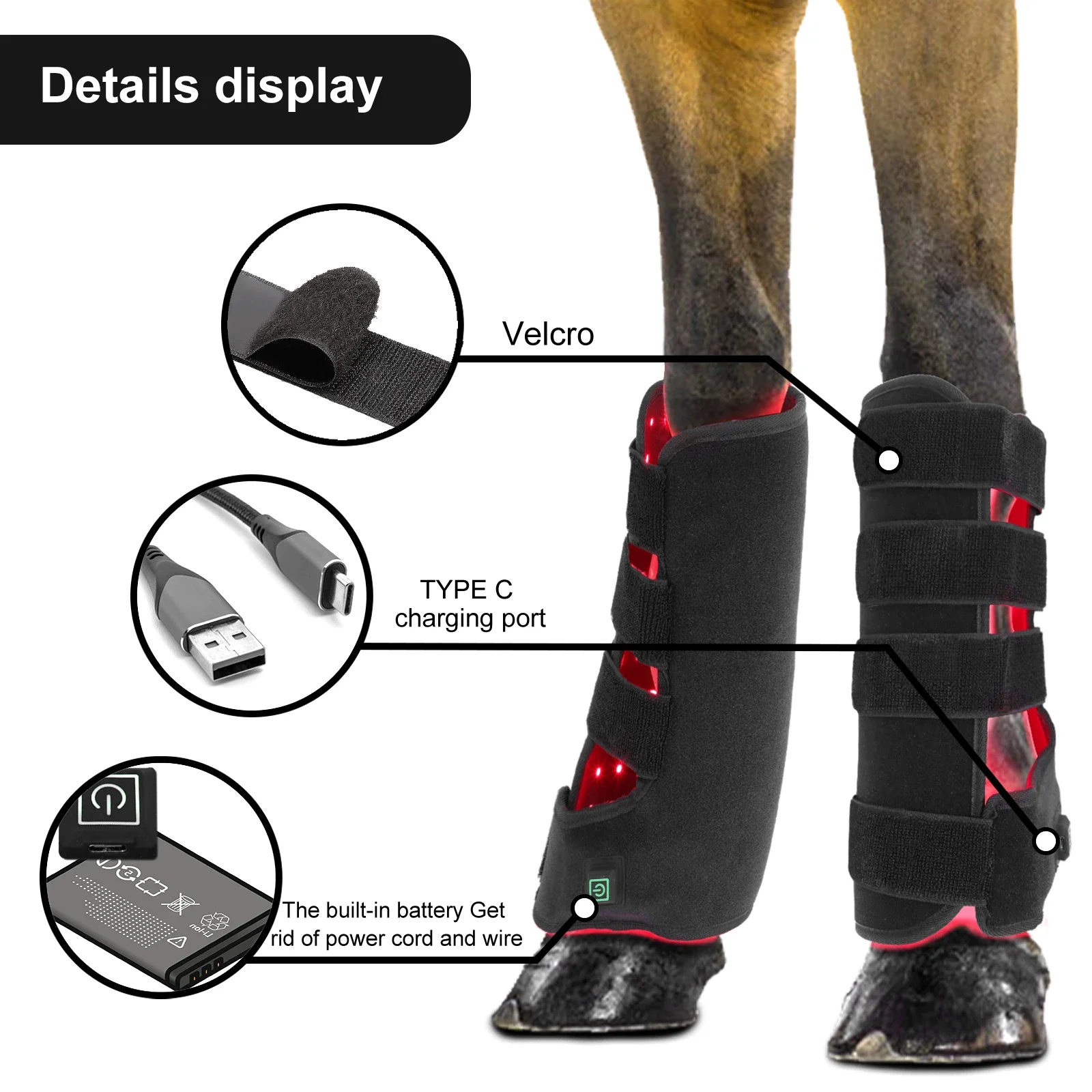 veterinarian therapy hoof รองเท้า red light therapy 660nm 850nm wrap รองเท้าสําหรับสุนัขม้าสัตว์เลี้ยง therapy treatment