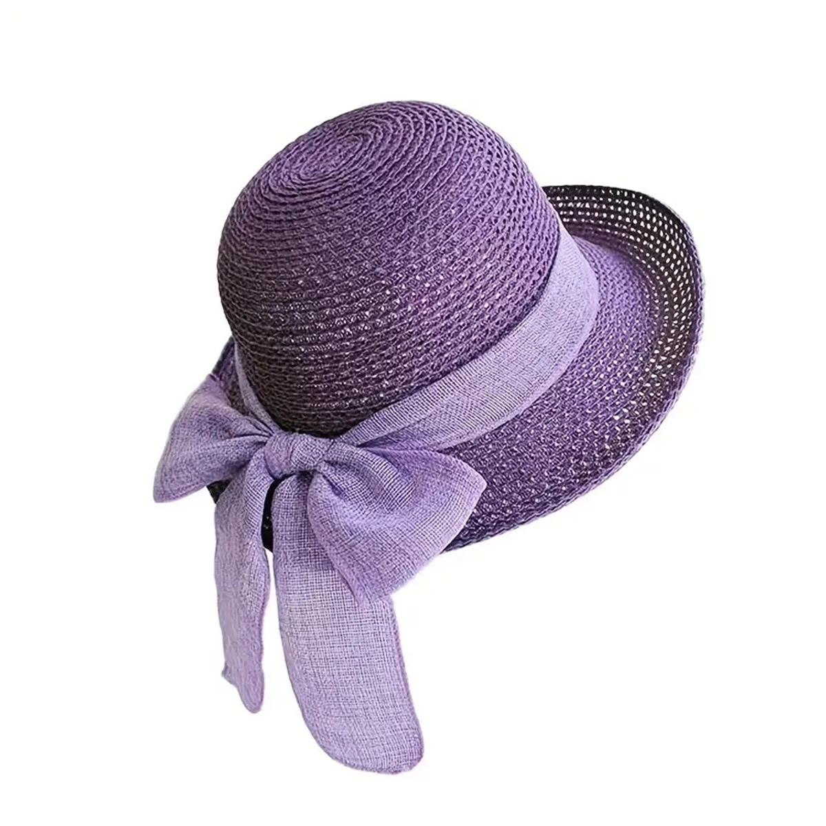 Vintage Sun Hat with Bowknot - Foldable Straw Fedora for Women -ldeal for Outdoor Travel and Beach - Sunscreen Protection