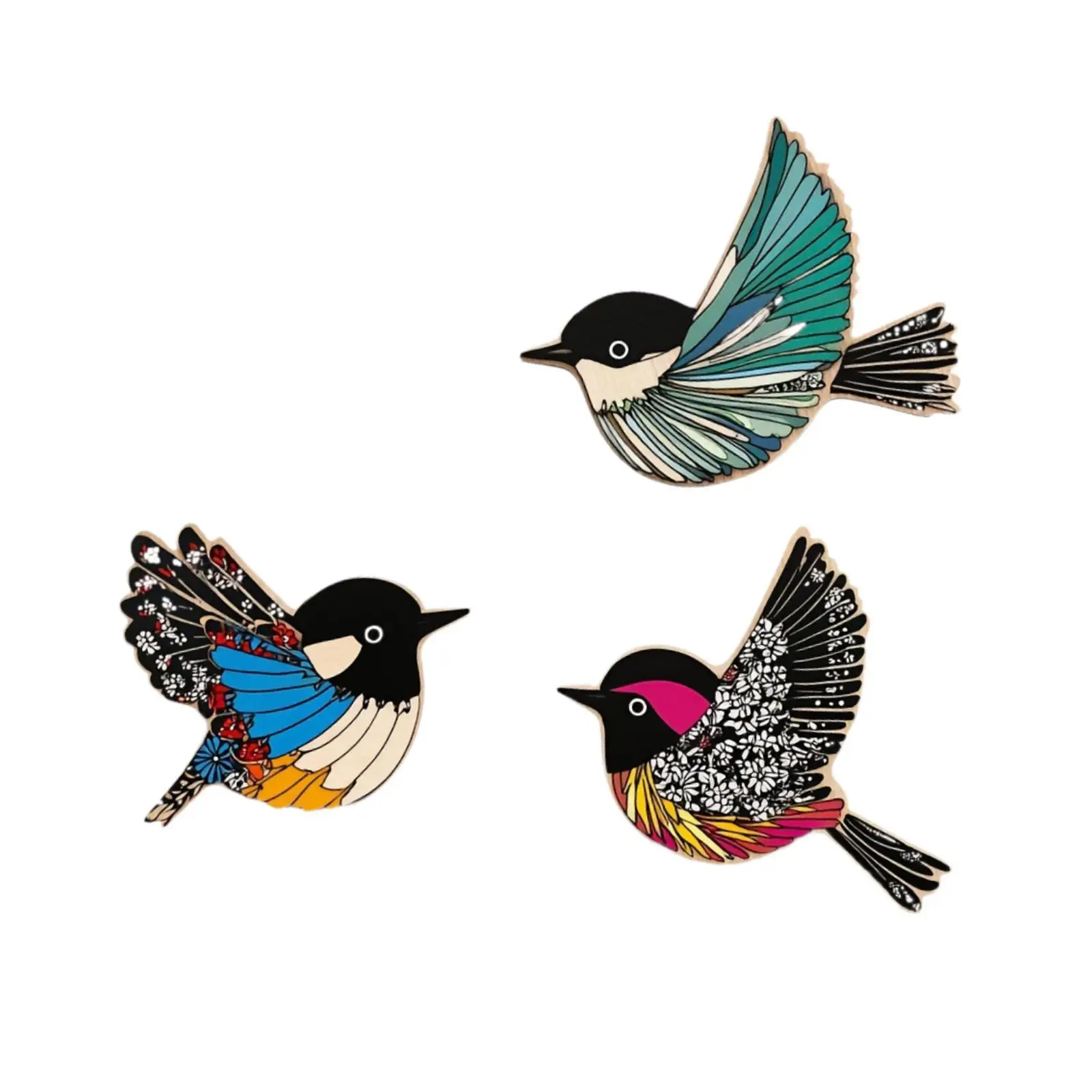 3Pcs Wooden Bird Wall Sign Home Decor Display Artwork Modern Wall Hanging Signs for Dining Room Outdoor Balcony