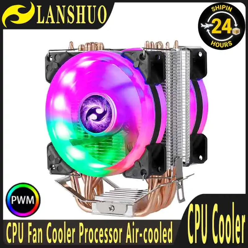 

LANSHUO 2/4/6 Heat Pipe air-cooled Cooler CPU Fan Compatible LGA115x 1200 1700 1851 2011-3 x99 AM4 AM5 Wind speed 800-2000 ± 10%