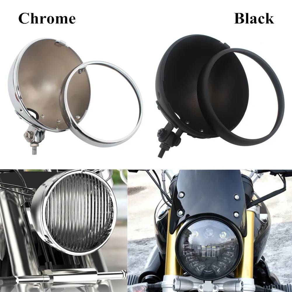 

Universal Motorcycle Round 7" LED Headlight Housing Headlamp Light Bulb Bucket For Harley 7inch Headlight Bottom Mount