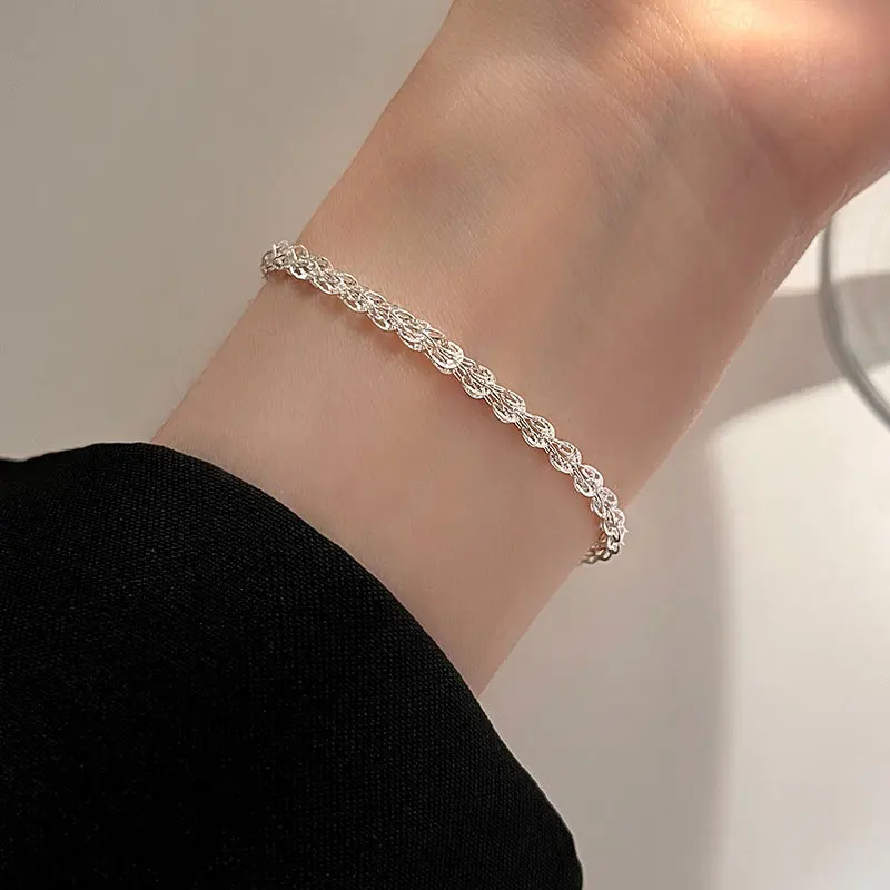 NBSAMENG 925 Sterling Silver Multi Layers Pteris Beautiful Bracelet Light Luxury for Women Engagement Jewelry Gift Dropshipping