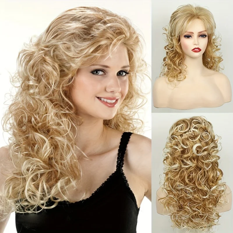 

Женский длинный вьющийся волнистый термостойкий синтетический парик для повседневного ношения, косплей