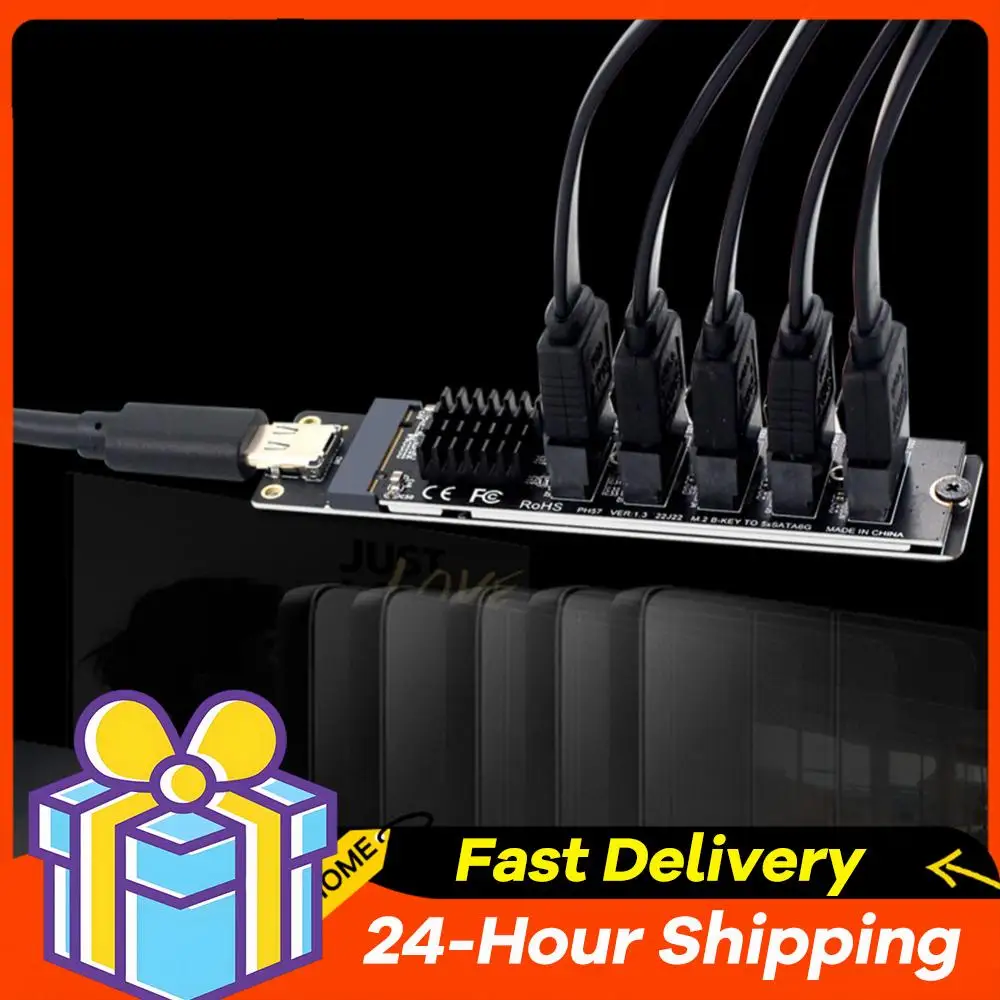 Type C To 5-Port SATA 3.0 Adapter Card 6Gbps JM575+JMS580 Chip Type C To 5-Ch SATA 3.0 Expander Converter Card for PC Computer