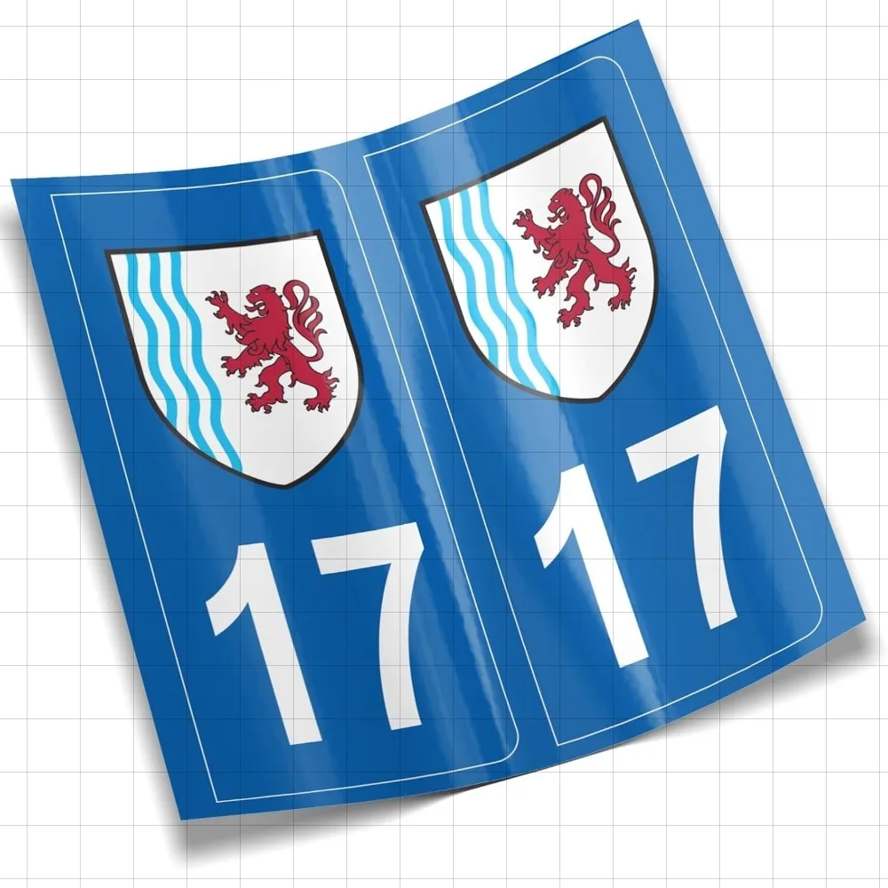 

France 17 Charente-Maritime Number Plate Sticker 2 Stickers for Car Registration Plate Trailers Caravan Department