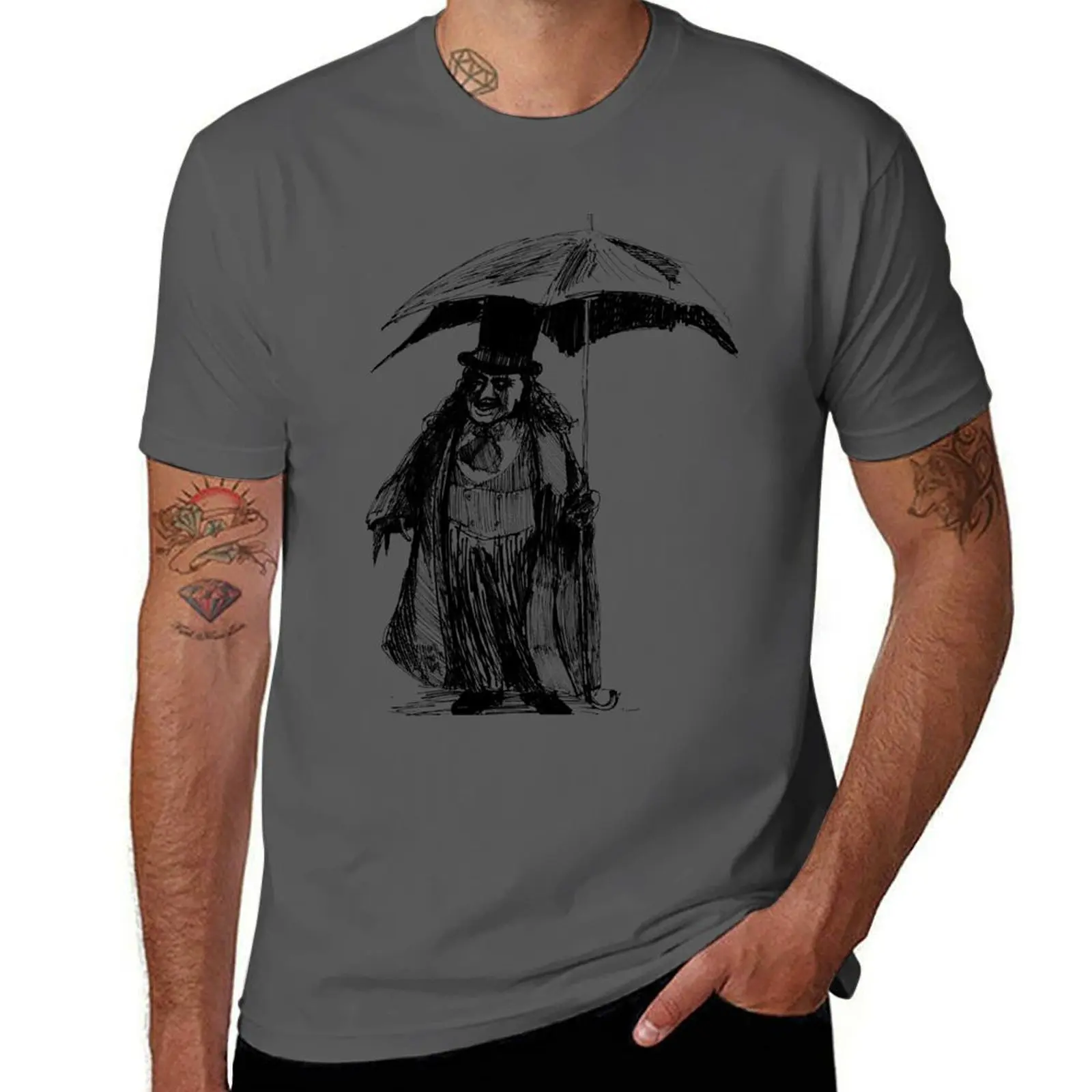 

Penguin with umbrella under the rain T-Shirt mens graphic t shirts t shirt man designer T-Shirt