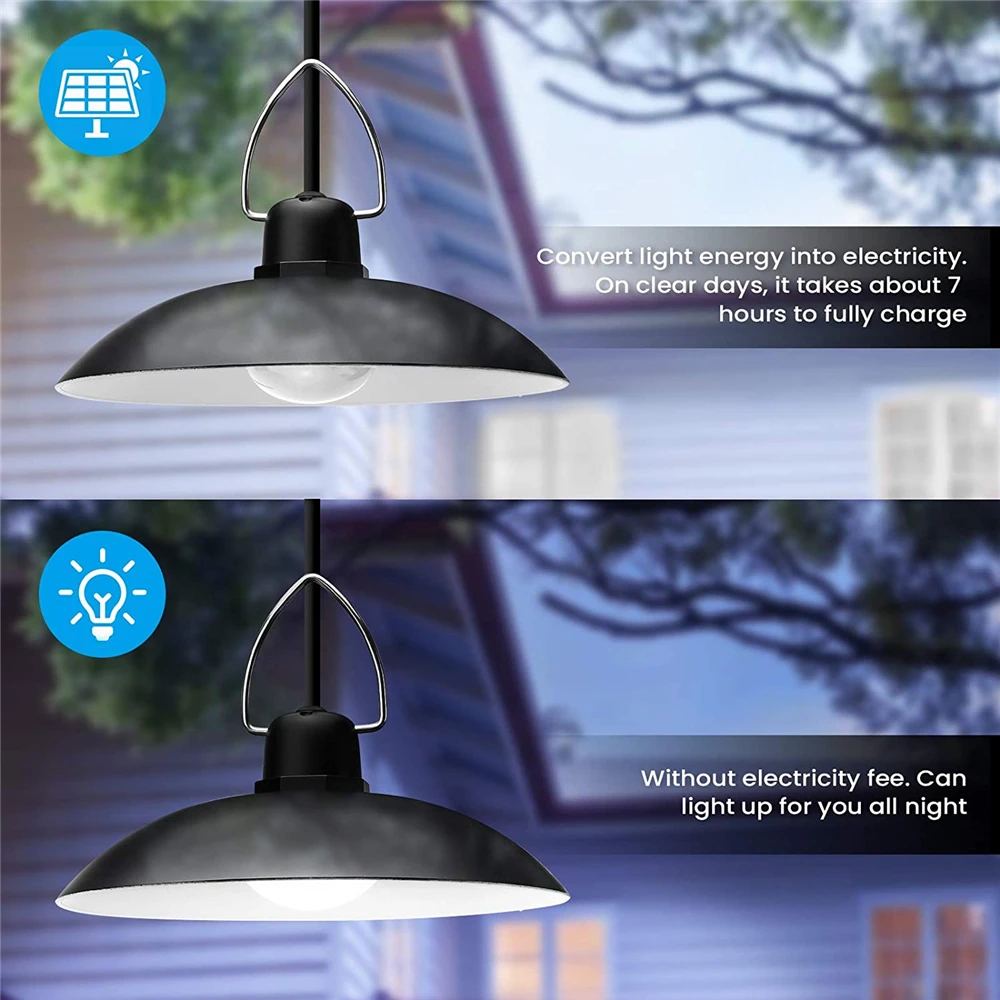 7W Solar Lights Outdoor  LED Pendant Lights IP65 Outdoor lamp with Remote Control  for Home Garden Patio Porch Lighting