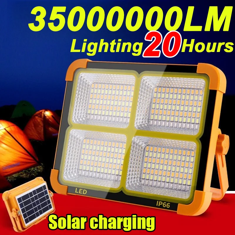 

35000000 LM Самая мощная светодиодная солнечная лампа, перезаряжаемая, 20000 мАч, портативная солнечная лампа, аварийное освещение, фонарь для кемпинга, подвесная палатка