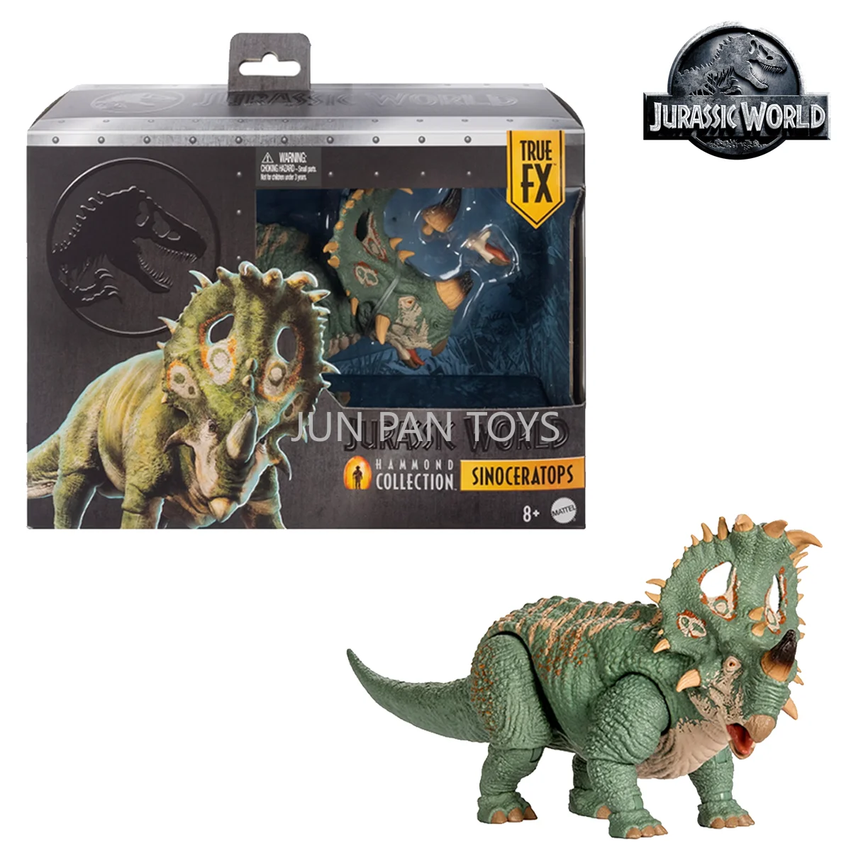 Figura de acción de dinosaurio de lujo de 12 pulgadas, colección Hammond de Jurassic World, Sinoceratops, juguete TRUE FX, regalo JKG88