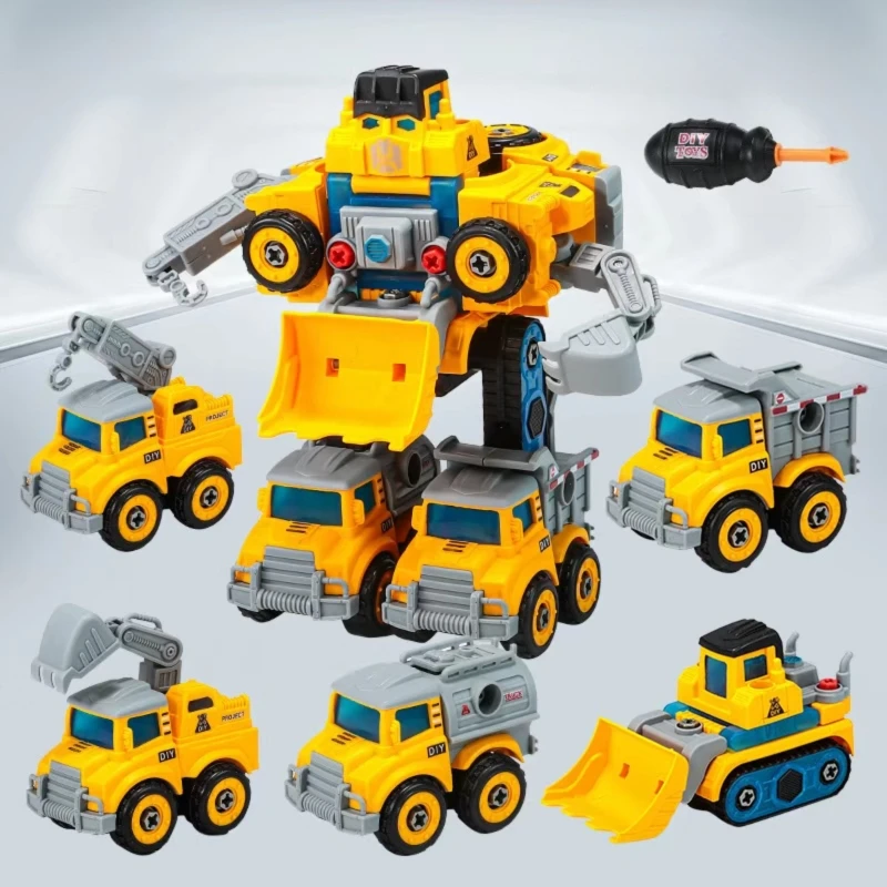 Figuras de acción 5 en 1, Robot transformador City Construct Series, viene con mapa de juego, accesorios de barricada, juguete para coleccionar, regalos de cumpleaños