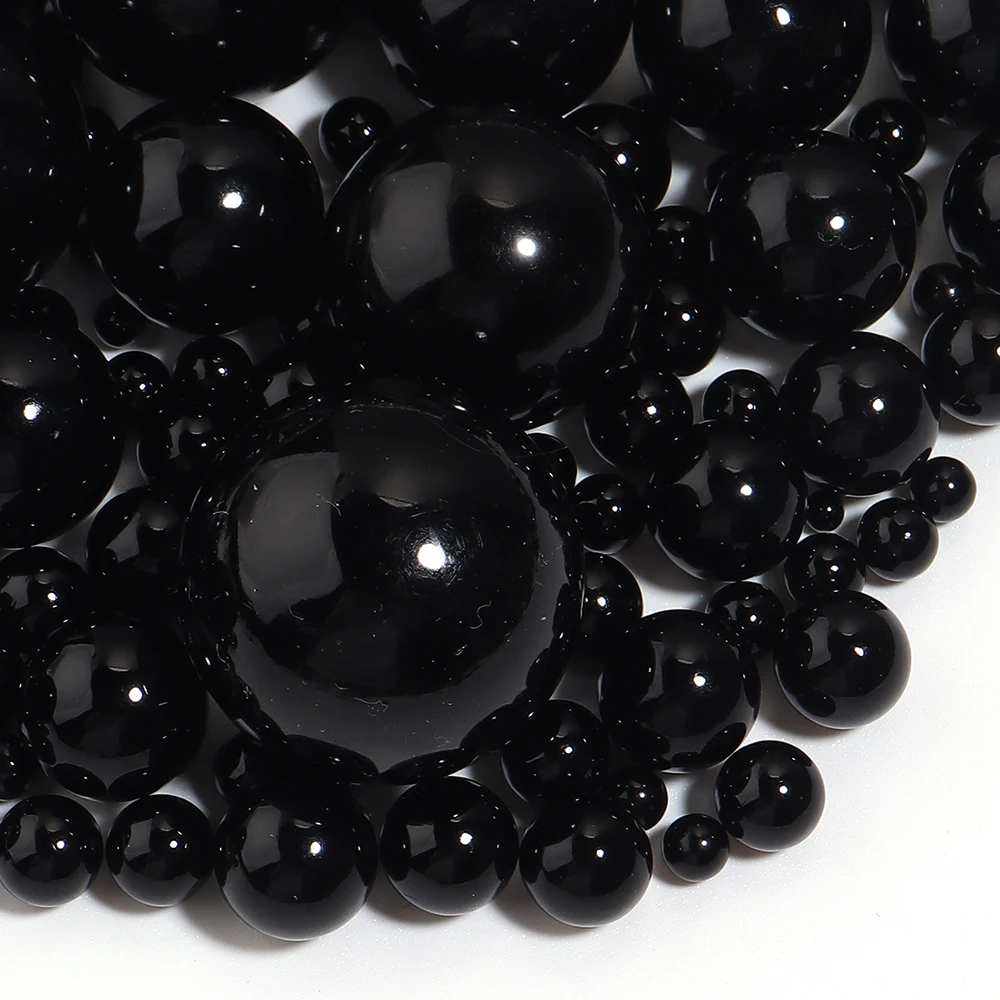 5-1000 Stück 1,5-30 mm schwarze ABS-Imitationsperlen ohne Loch, runde lose Abstandsperlen für die Schmuckherstellung, DIY-Armbänder, Halsketten – Detail 6