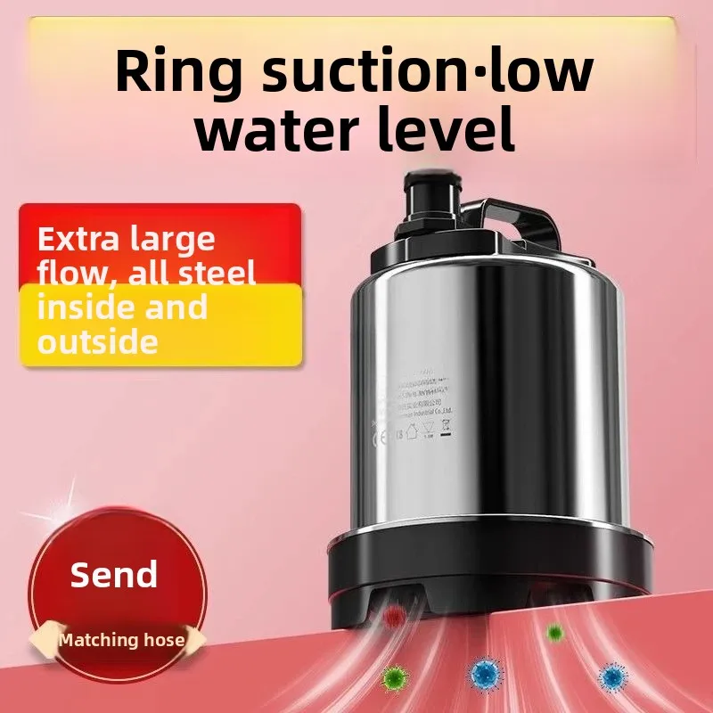 Large Flow Submersible Fish Pond Water Pump Stainless Steel Outdoor Rockery Fountain Circulating Pump with Pumping Filter