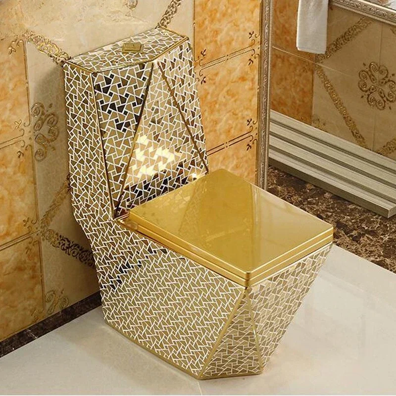 Gold toilet electroplated ceramic super swirl water-saving and deodorant