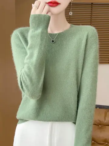 가을 겨울 여성 100% 메리노 울 스웨터 오목 캐시미어 풀오버 기본 패션 의류 컴포트 웜 탑 캐주얼 솔리드