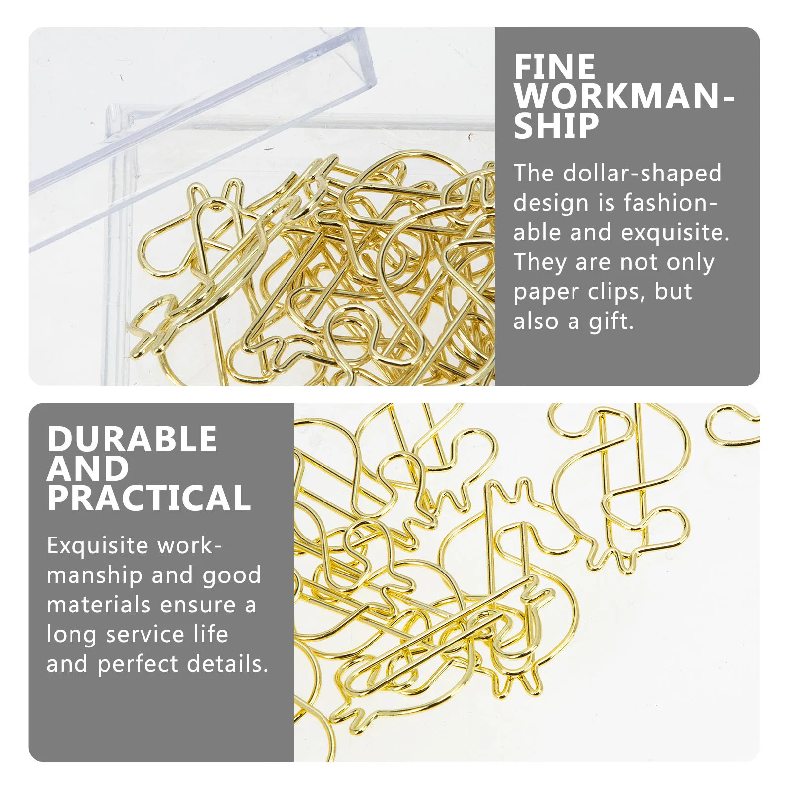 

50Pcs Design Paper Clips Electroplated Gold Alloy Office School Supplies Exquisite Workmanship Practical