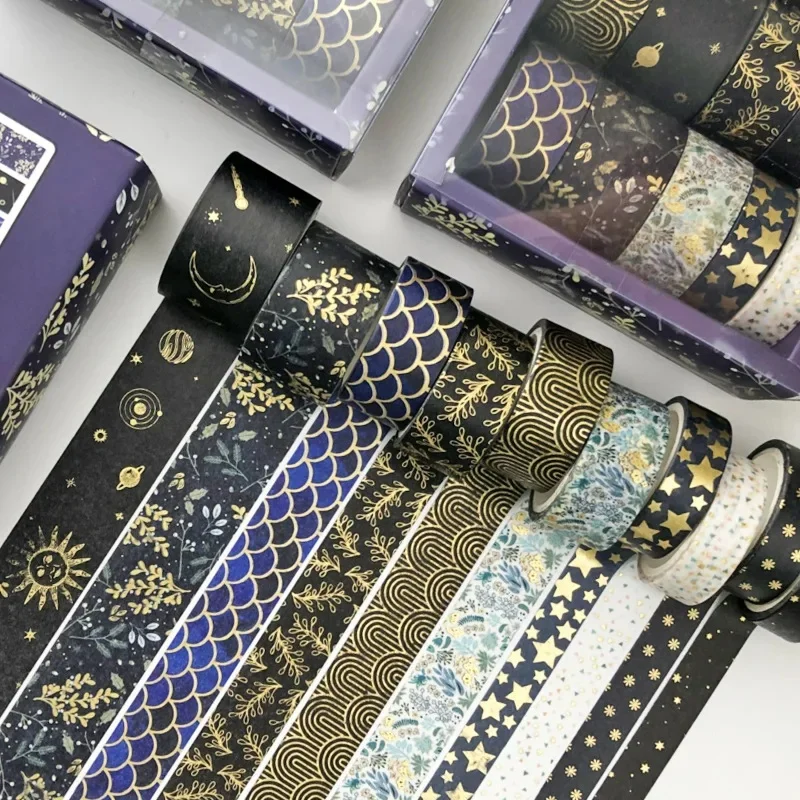 Gift 10 pieces hot stamping combination hand ledger tape creative washi tape DIY decorative hand ledger tape set 3 meters view 5
