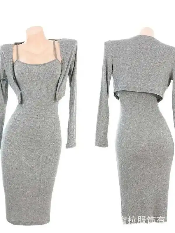 Seksowna, delikatna domownica, sukienka bodycon z głębokim dekoltem i wycięciami, elegancka, seksowna, w stylu czystej pożądania, gorące, seksowne koreańskie topy damskie BFI8