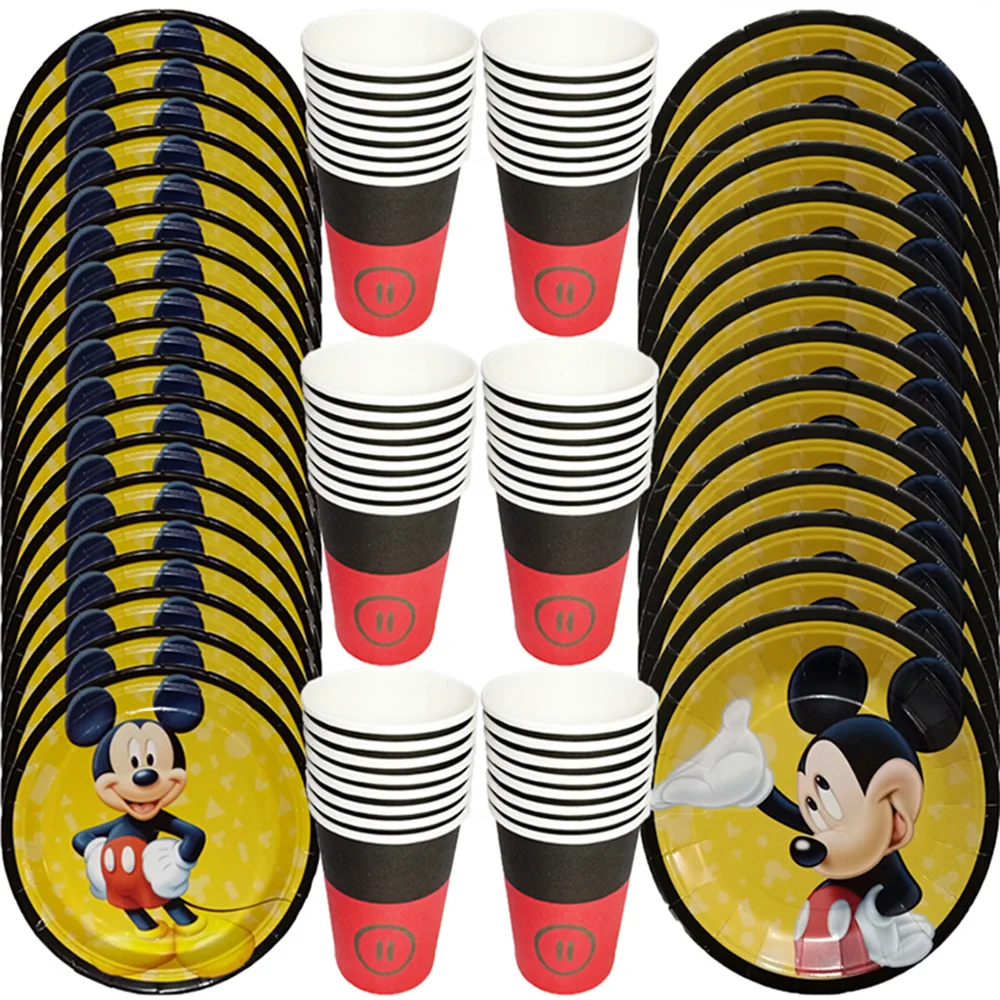 Mickey Mouse Themed Birthday Party 8 People Use The Cups Plates Paper Tablecloths Party Supplies That Children Love To Decor Set