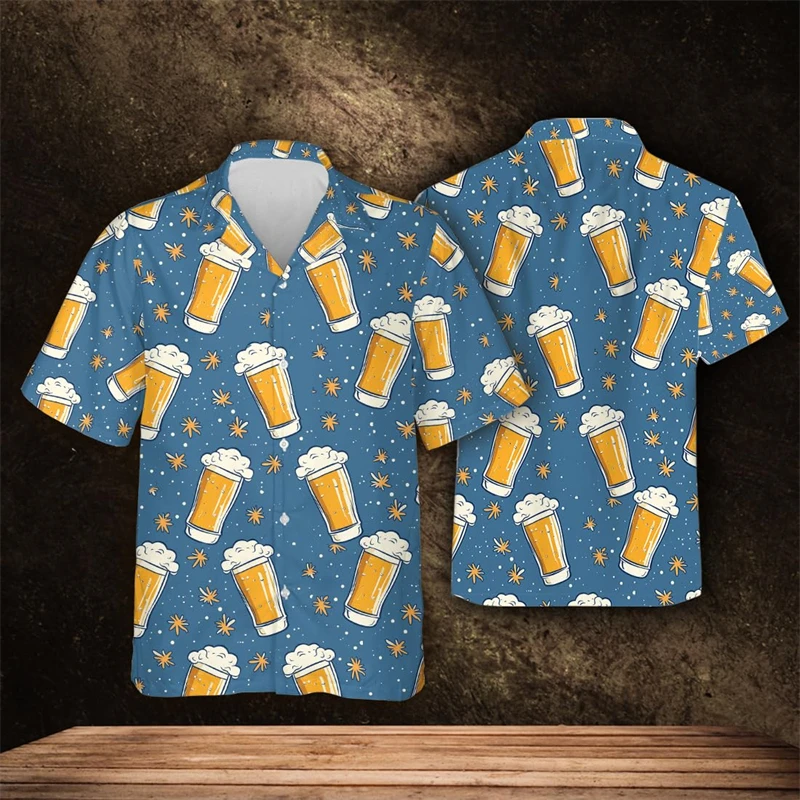 Beer Party Graphic Shirts For Men Clothes Summer Cool Reunion Short Sleeve Casual Vacation Women Beach Shirt Drinks Male Tops