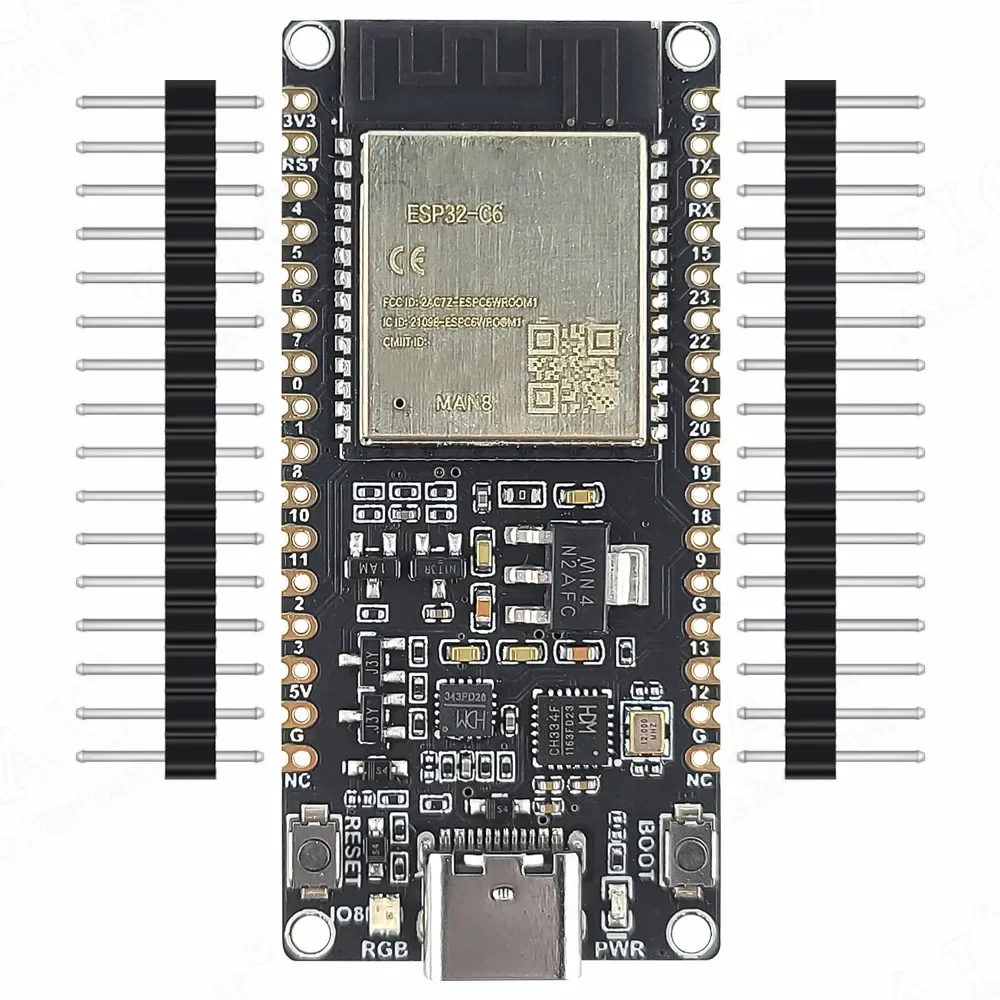 ESP32 C6 Development Board BT Wifi Module RISC-V MCU ESP32-C6-N8 WiFi6 BT5.0 32Pin CH343 CH334 Type-C 8MB Flash