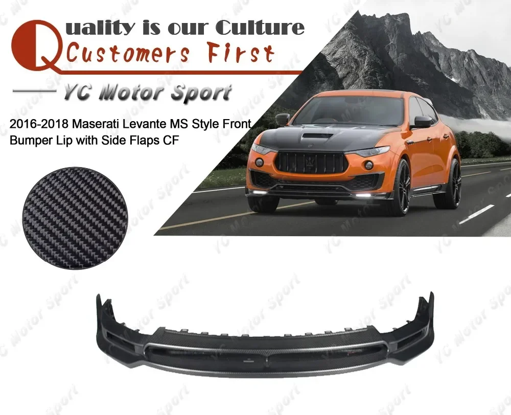 

Car Accessories Carbon Fiber MS Style Front Lip with Side Flaps Fit For 2016-2018 Maserati Levante Front Bumper Lower Splitter