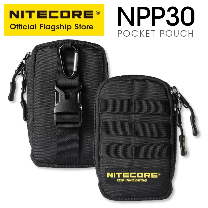 

NITECORE NPP30 Tactical Pocket Pouch Power Bank Bag Earphone Pack Black MOLLE Military EDC Mini Purse Wallet for Men Women