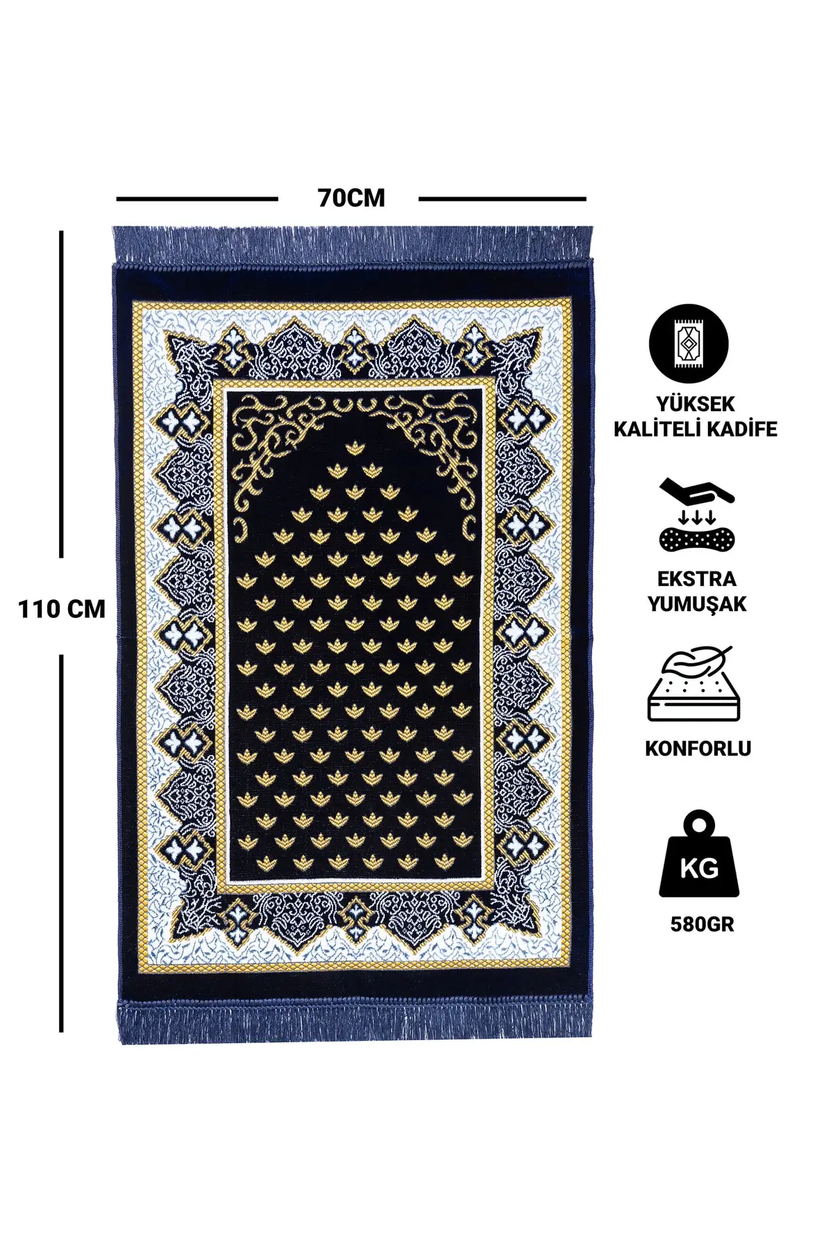 

DOLBOVI velvet prayer Rug set, pearl rosary 99's prayer Rug gift box Meditation Rug