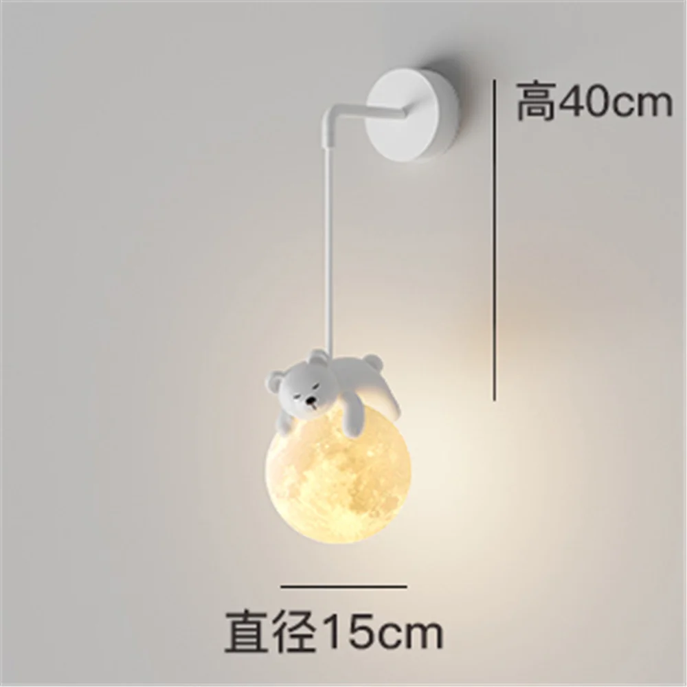 Imagem -03 - Cartoon Rabbit Moon Crianças Suspensão Led Lâmpada de Parede para Bedroom Bedside Sofás Baby Dormiring Night Lights Nursery Corredor Sconces