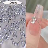 100pcs Mini Sparkling Rhombus Zircon Nail Charms Translucent Flatback Spirit Snake Design Splicing Materials Nail Art Rhinestone